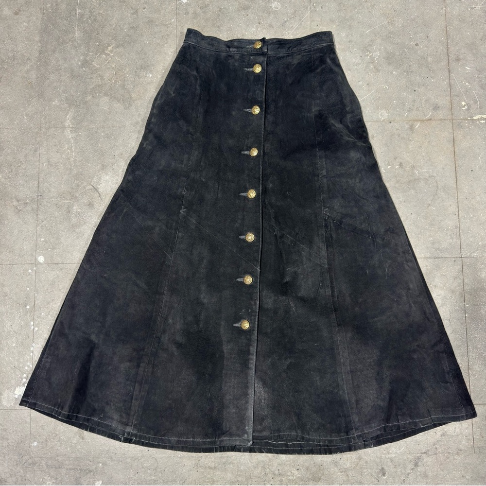 VTG Phoenix USA Frontier Collection Women’s S/M Maxi Black Leather Western Skirt